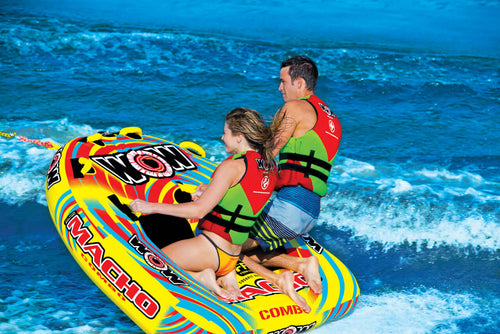 WOW Sports Macho 2 Person Towable Water Tube For Pool and Lake (16-1010) Jupiter Gear
