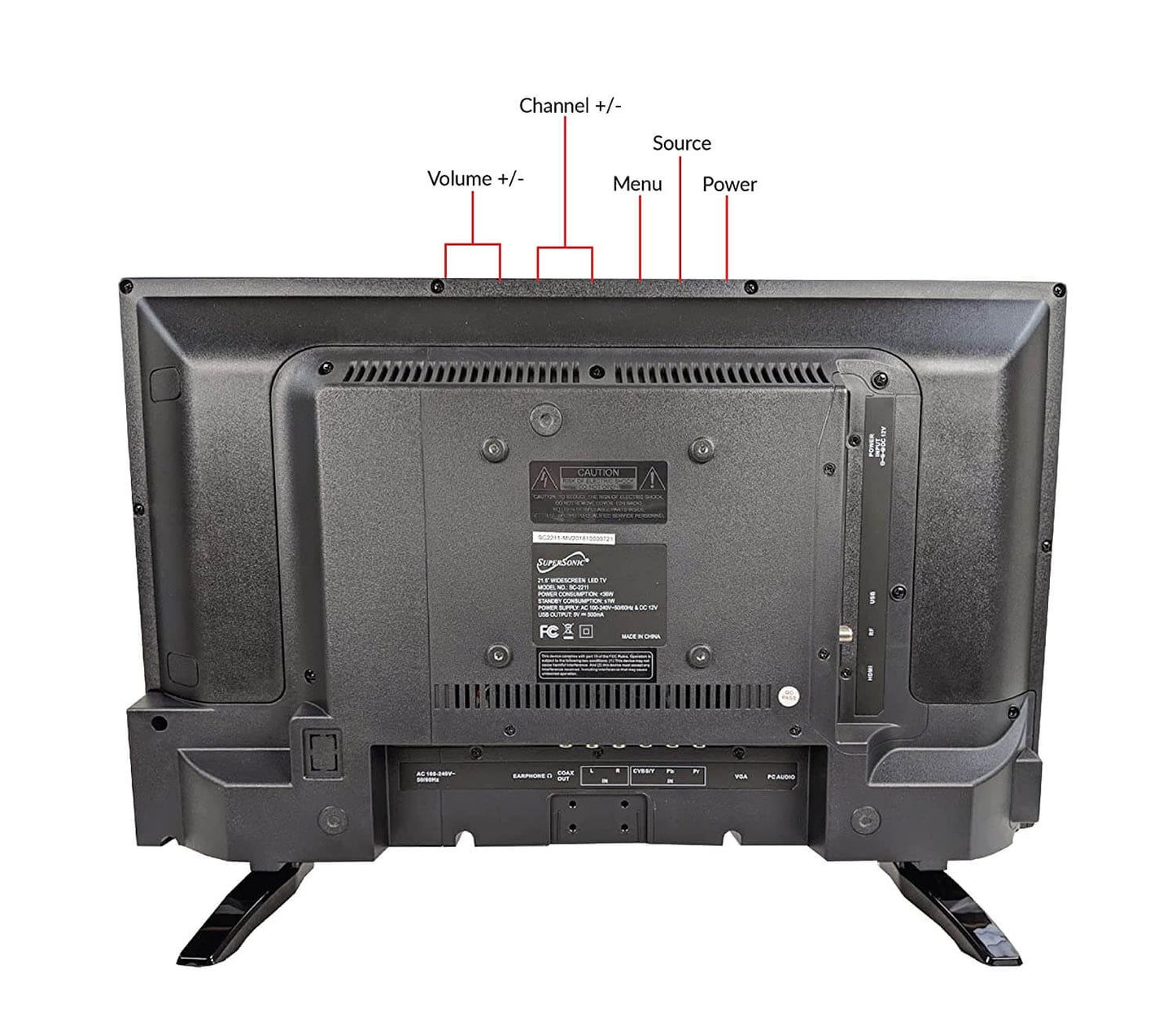 24" Supersonic 12 Volt AC/DC Widescreen LED HDTV with USB, SD Card Reader and HDMI (SC-2411)