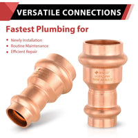 3/4" x 1/2" Copper Press x Press Coupling NO Stop (Lead Free) Plumbingsell