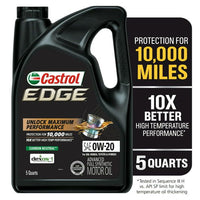 Castrol EDGE 0W-20 Advanced Full Synthetic Motor Oil, 5 Quarts EasyOptionXY LLC