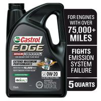 Castrol EDGE High Mileage 0W-20 Advanced Full Synthetic Motor Oil, 5 Quarts EasyOptionXY LLC