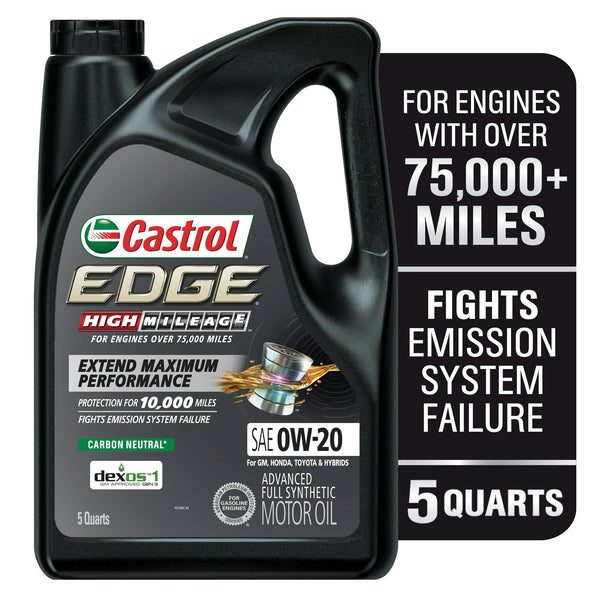 Castrol EDGE High Mileage 0W-20 Advanced Full Synthetic Motor Oil, 5 Quarts EasyOptionXY LLC