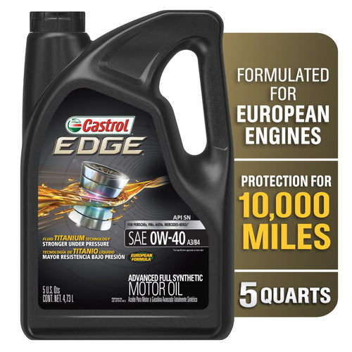 Castrol EDGE Euro 0W-40 A3/B4 Advanced Full Synthetic Motor Oil, 5 Quarts EasyOptionXY LLC