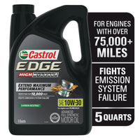 Castrol EDGE High Mileage 10W-30 Advanced Full Synthetic Motor Oil, 5 Quarts EasyOptionXY LLC