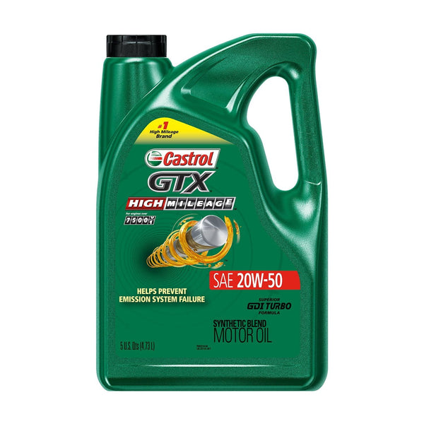 Castrol GTX High Mileage 20W-50 Synthetic Blend Motor Oil, 5 Quarts EasyOptionXY LLC