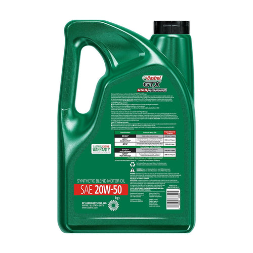 Castrol GTX High Mileage 20W-50 Synthetic Blend Motor Oil, 5 Quarts EasyOptionXY LLC
