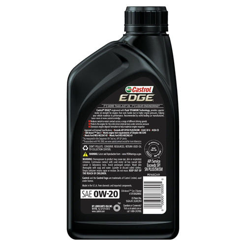 Castrol EDGE 0W-20 Advanced Full Synthetic Motor Oil, 1 Quart EasyOptionXY LLC