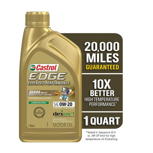 Castrol Edge Extended Performance 0W-20 Advanced Full Synthetic Motor Oil, 1 Quart EasyOptionXY LLC