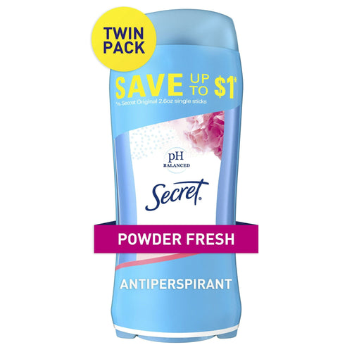 Secret Invisible Solid Antiperspirant and Deodorant, Powder Fresh, Twin Pack, 2.6 oz EasyOptionXY LLC