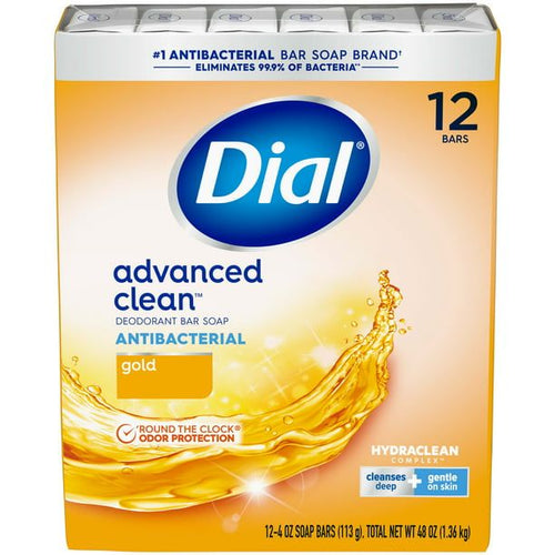 Dial Antibacterial Deodorant Bar Soap, Advanced Clean, Gold, 4 oz, 12 Bars EasyOptionXY LLC