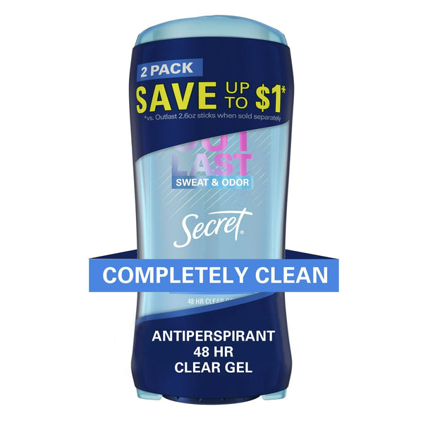 Secret Outlast Clear Gel Antiperspirant Deodorant for Women, Completely Clean, 2.6 oz, Pack of 2 EasyOptionXY LLC