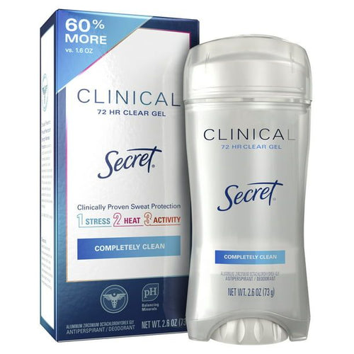 Secret Clinical Strength Clear Gel Antiperspirant and Deodorant, Completely Clean, 2.6 oz EasyOptionXY LLC