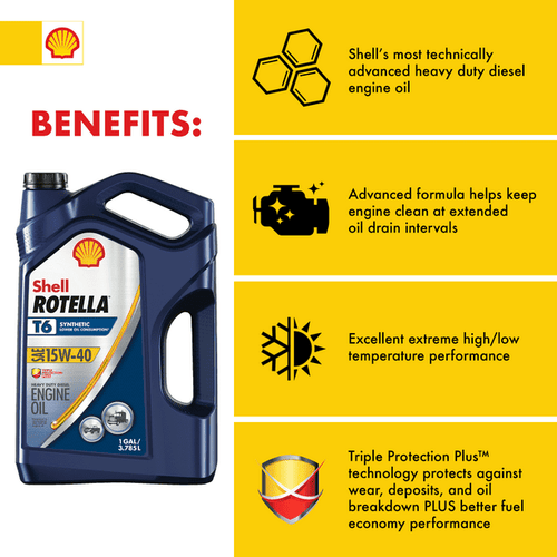 Shell Rotella T6 Full Synthetic 15W-40 Diesel Engine Oil, 1 Gallon EasyOptionXY LLC