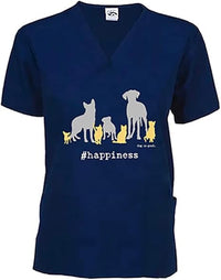 Scrub Top: #Happiness (Navy) Dog is Good