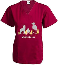 Scrub Top: #Happiness (Wine) Dog is Good