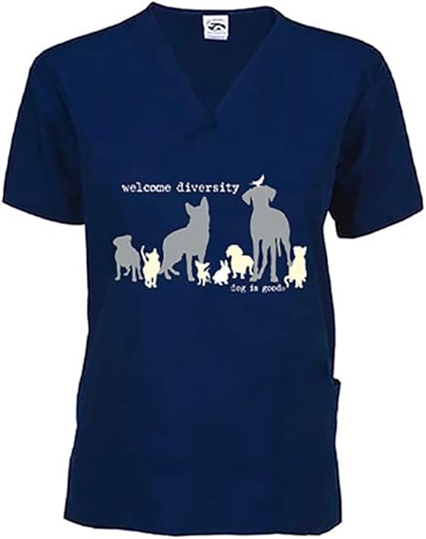 Dog is Good Dog is Good Scrub Top: Welcome Diversity (Navy)