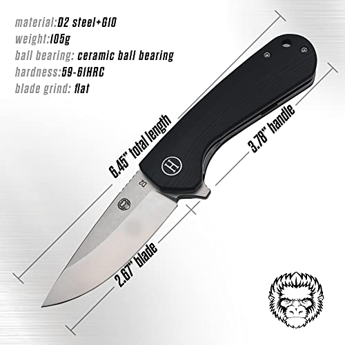 The Peasant Folding Pocket Knife Giftset for Men and Women (Silver and Black) Holtzman's Gorilla Survival