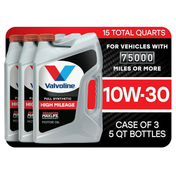 Valvoline Full Synthetic High Mileage MaxLife 10W-30 Motor Oil 5 QT, Case of 3 EasyOptionXY LLC