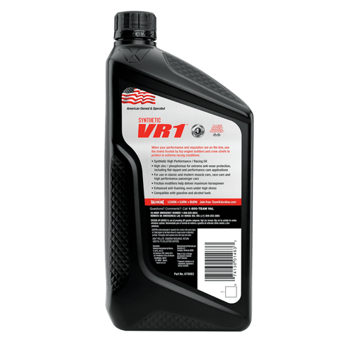 Valvoline VR1 Racing Synthetic 10W-30 Motor Oil 1 QT EasyOptionXY LLC