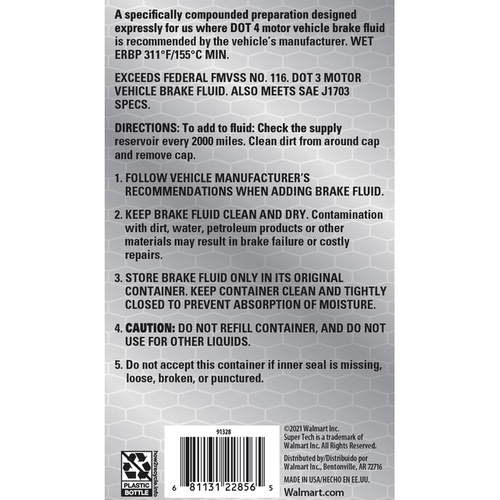 Super Tech Dot 4 Brake Fluid for Use in Disc, Drum, and ABS Brake Systems, 32 oz. EasyOptionXY LLC