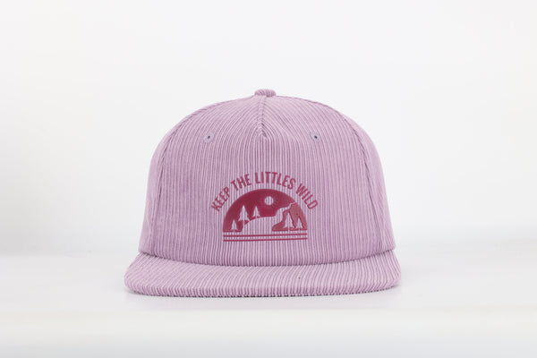 Purple corduroy SnapBack hat for toddlers and youth Keep the Littles Wild