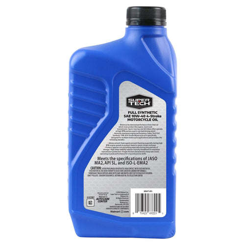 Super Tech Full Synthetic SAE 10W-40 4-Stroke Motorcycle Oil, 1 Quart EasyOptionXY LLC
