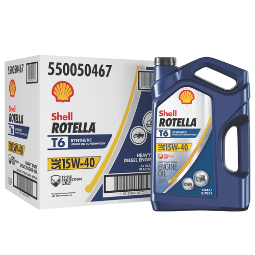 Shell Rotella T6 Full Synthetic 15W-40 Diesel Engine Oil, 1 Gallon, 3 Pack Case EasyOptionXY LLC