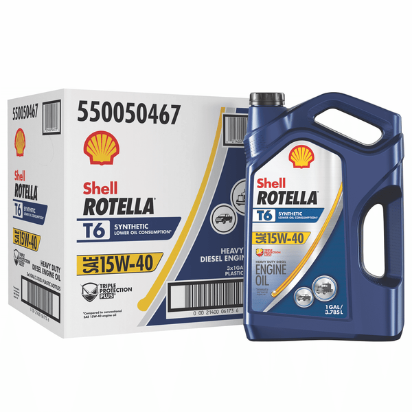 Shell Rotella T6 Full Synthetic 15W-40 Diesel Engine Oil, 1 Gallon, 3 Pack Case EasyOptionXY LLC