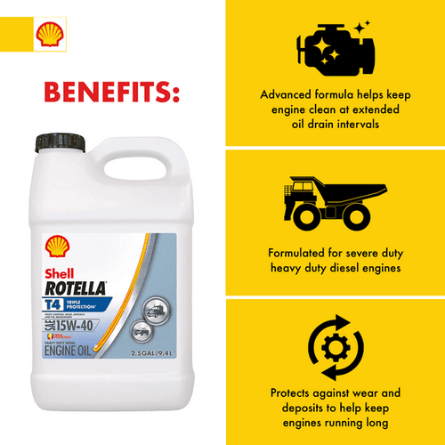 Shell Rotella T4 Triple Protection 15W-40 Diesel Motor Oil, 2.5 Gallon, 2-Pack EasyOptionXY LLC