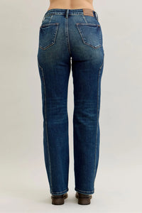 Judy Blue Full Size Seam Detail Straight Leg Jeans HTO Apparel
