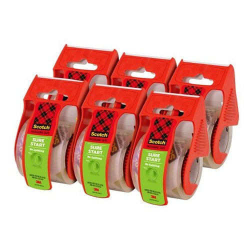 Scotch Sure Start Shipping Tape Dispenser, Clear 1.88" x 800", 6 Dispensers EasyOptionXY LLC