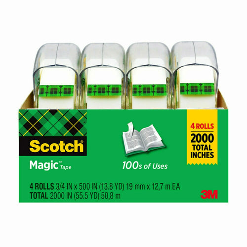 Scotch Magic Tape, 3/4 in. x 500 in., 4 Rolls EasyOptionXY LLC