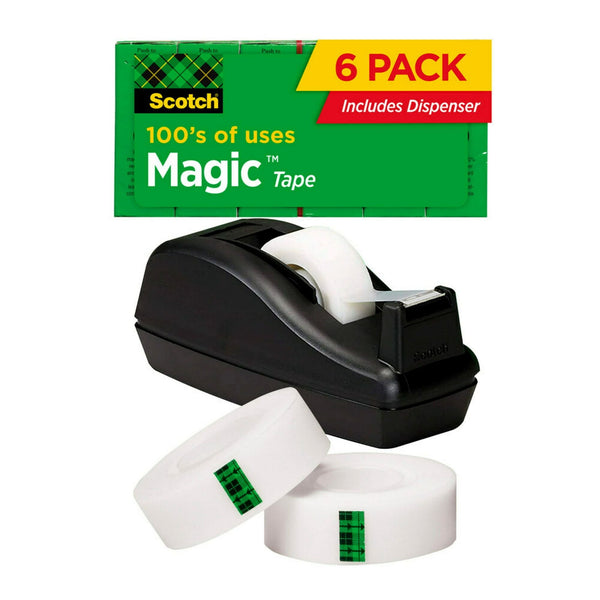 Scotch Magic Tape Value Pack, 3/4"x 1000", 6 Rolls & 1 Black Dispenser EasyOptionXY LLC