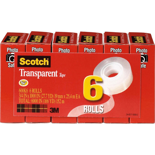 Scotch Transparent Tape - 3/4"W, 6 / Pack, Clear EasyOptionXY LLC