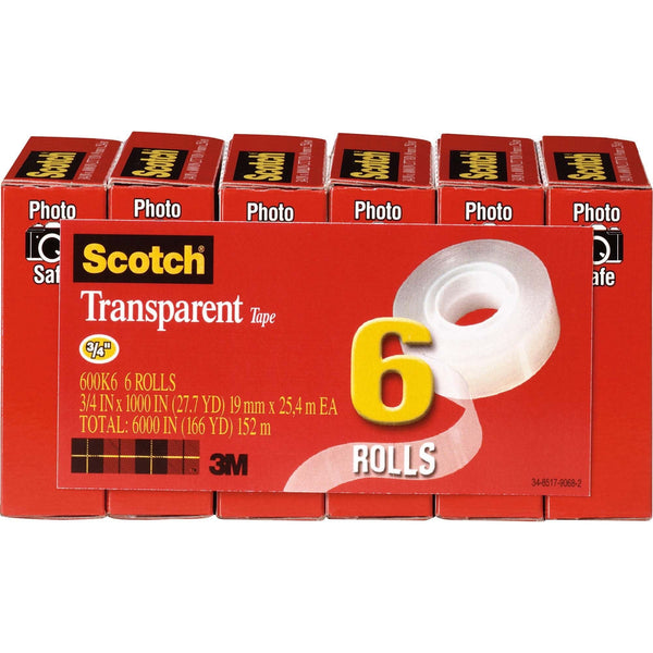 Scotch Transparent Tape - 3/4"W, 6 / Pack, Clear EasyOptionXY LLC