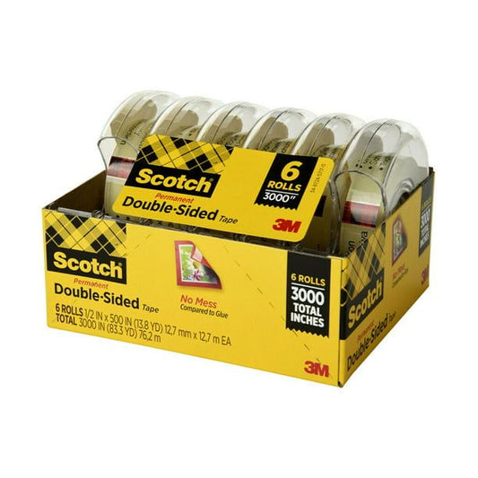Scotch Double Sided Tape, Clear, 1/2" x 500", 6 Dispensers EasyOptionXY LLC