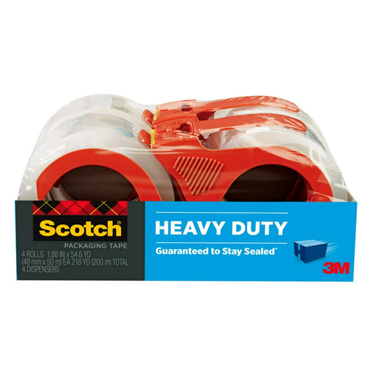 Scotch Heavy Duty Shipping Packaging Tape, 1.88 in x 54.6 yd, 4/Pack with Dispensers EasyOptionXY LLC