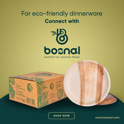 Bosnal - Palm Leaf Biodegradable Plates, 10 inch, Round Bosnal