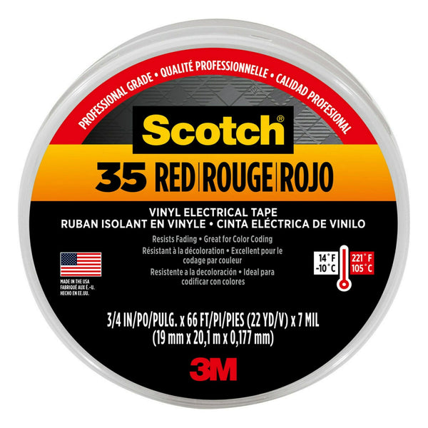 3M Scotch #35 Electrical Tape, Red, 0.75 in. x 66 ft EasyOptionXY LLC