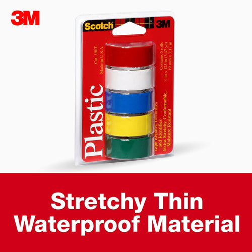 Scotch Colored Plastic Tape, 3/4 in x 125 in, Red, White, Blue, Yellow, Green EasyOptionXY LLC