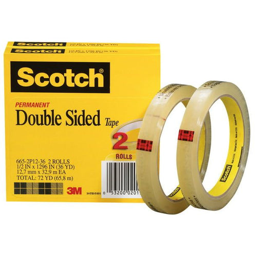 Scotch 665 Double-Sided Tape, 0.50 x 1296 Inches, Clear, Pack of 2 EasyOptionXY LLC