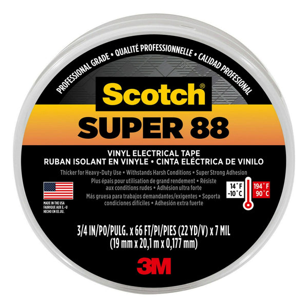 Scotch Super 88 Electrical Tape, 6143-BA-8, 3/4 in. x 66 ft EasyOptionXY LLC