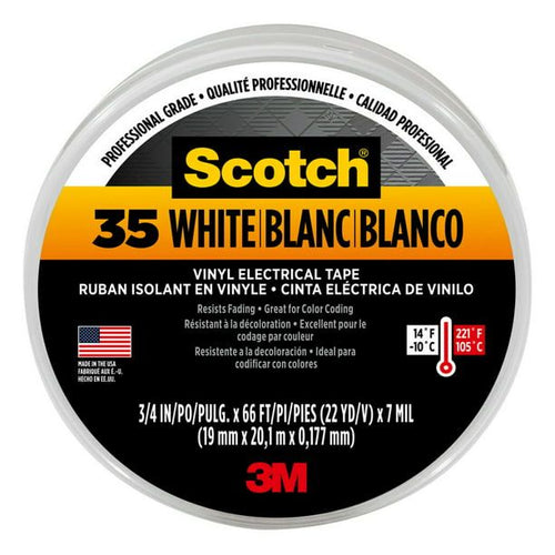 Scotch Professional Electrical Tape, White, 3/4 in. X 66 ft. X 7 mil EasyOptionXY LLC