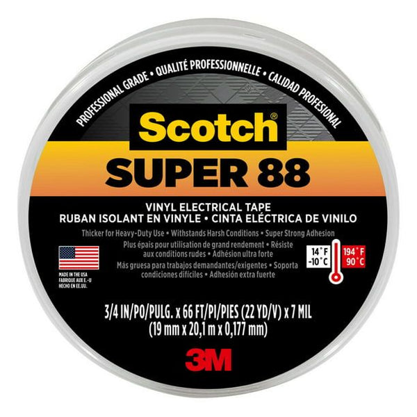 Scotch Electrical Tape, Black, 88 3/4 in. x 66 ft., 1 Roll EasyOptionXY LLC