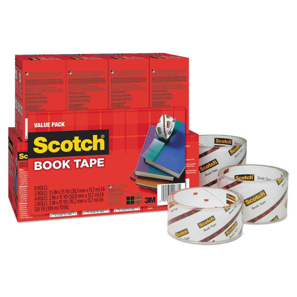 Scotch 845-VP 3 in. Core 1.5 in. x 15 Yards/ 2 in. x 15 Yards/ 3 in. x 15 Yards Book Tape Value Pack - Clear (3/Pack) EasyOptionXY LLC