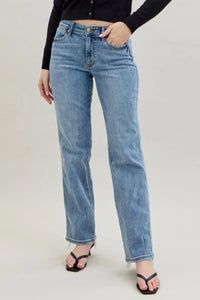 Judy Blue Frayed Hem Cell Phone Pocket Dad Jeans HTO Apparel