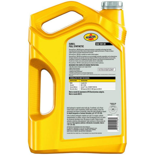 Pennzoil Platinum Euro L Full Synthetic 5W-30 Motor Oil, 5 Quart EasyOptionXY LLC