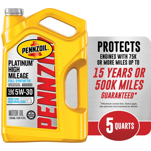 Pennzoil Platinum High Mileage Full Synthetic 5W-30 Motor Oil, 5 Quart EasyOptionXY LLC