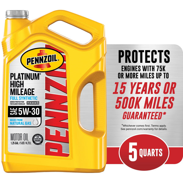 Pennzoil Platinum High Mileage Full Synthetic 5W-30 Motor Oil, 5 Quart EasyOptionXY LLC