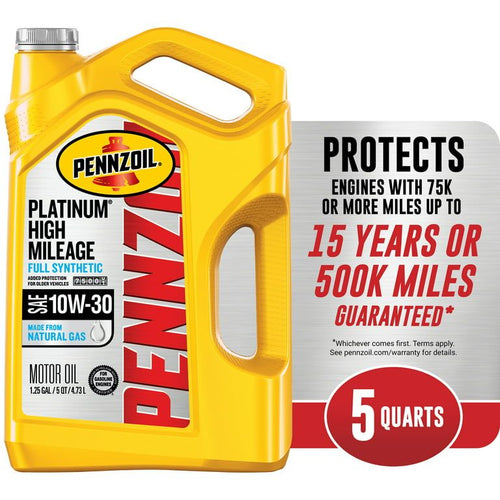 Pennzoil Platinum High Mileage Full Synthetic 10W-30 Motor Oil, 5 Quart EasyOptionXY LLC